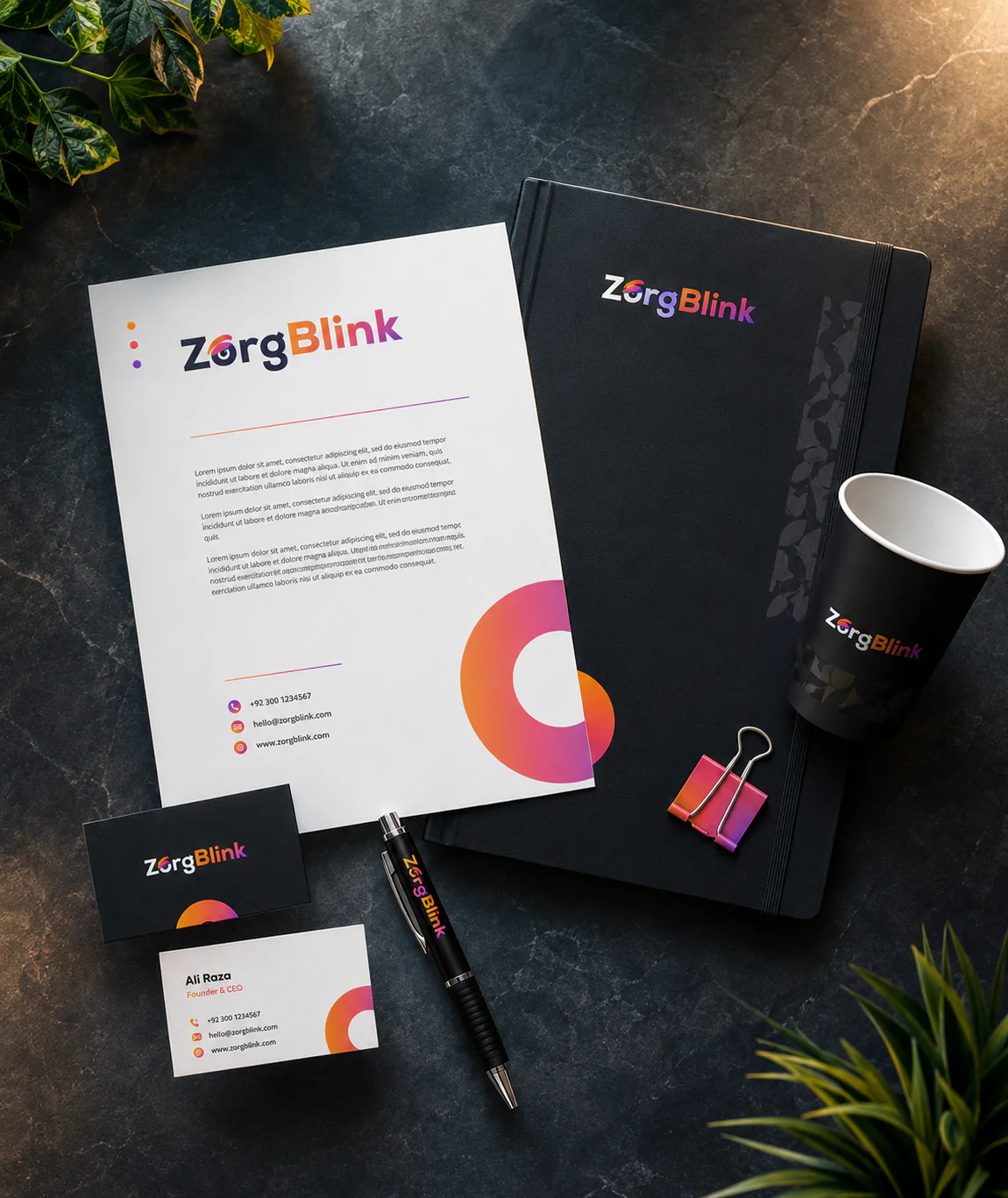 Complete branding identity kit mockup for startups